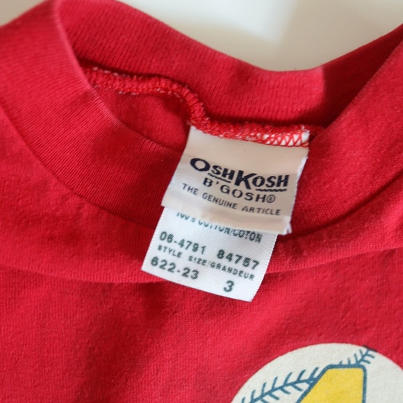 Vintage OSHKOSH Baseball Number 4 Red Tee / 3-4Y - Picture 2 of 8